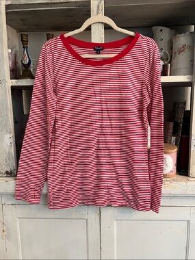 Splendid Red & White Striped Long Sleeve Crewneck Size Large